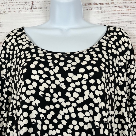 Ellos Black Geometric Print 3/4 Sleeve Shift Dress NWOT - Picture 2 of 14